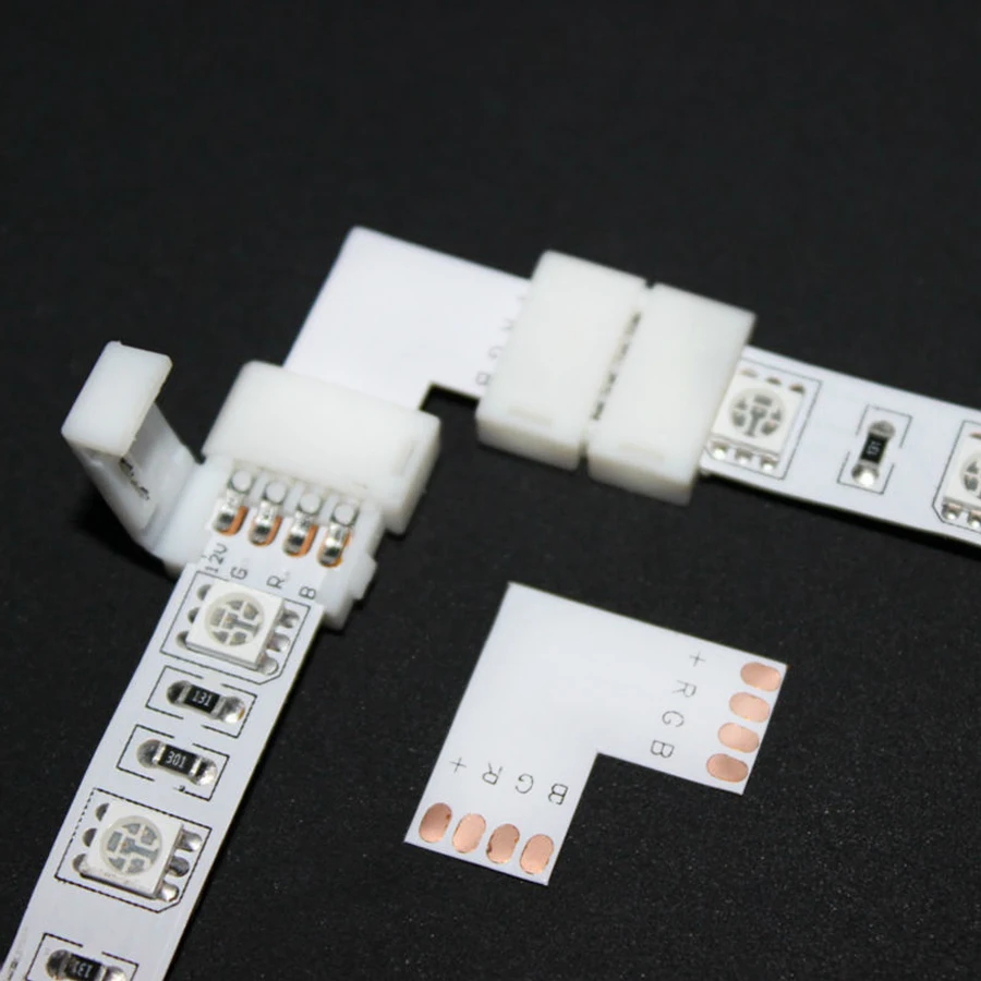 10-50 шт. 4 Pin-код L Форма разъем RGB светодиодный пайки 90 градусов угол 10 мм для DC12V 5050