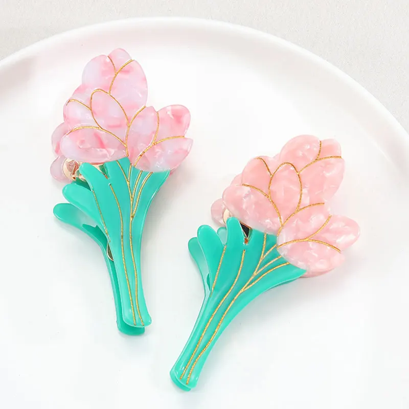 

2021 New Design Colorful Acetic Tulip Daisy Hair Clip Claws Flower Hairpin for Women Makeup Bath Tool Hair Accessories Headwear