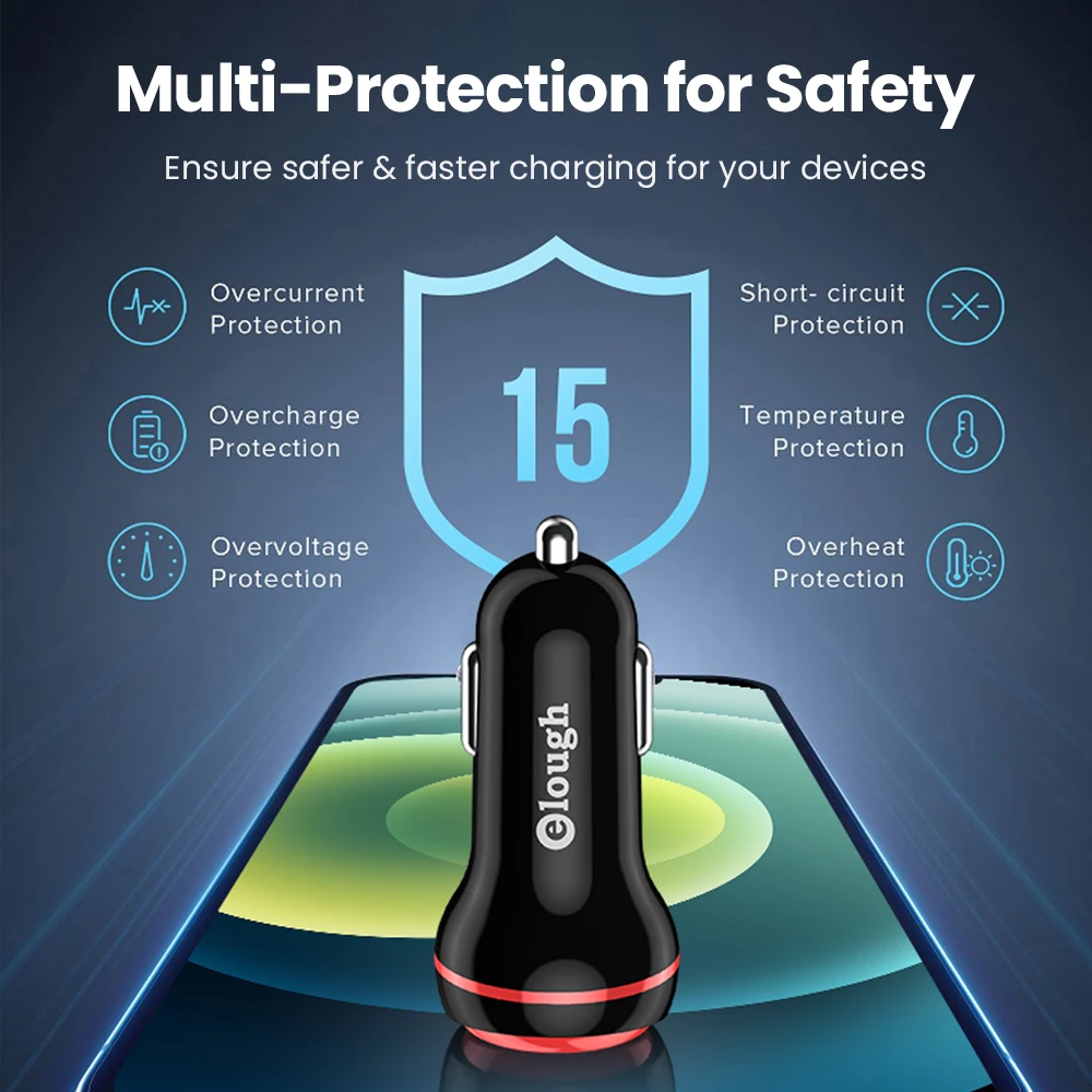 Автомобильное зарядное устройство Elough USB Type C быстрая зарядка QC 3 0 QC3.0 40 Вт для iPhone