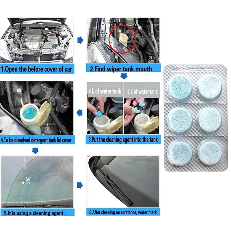 Vehemo очиститель ветрового стекла автомобиля 6 шт. очистка для моющего блока