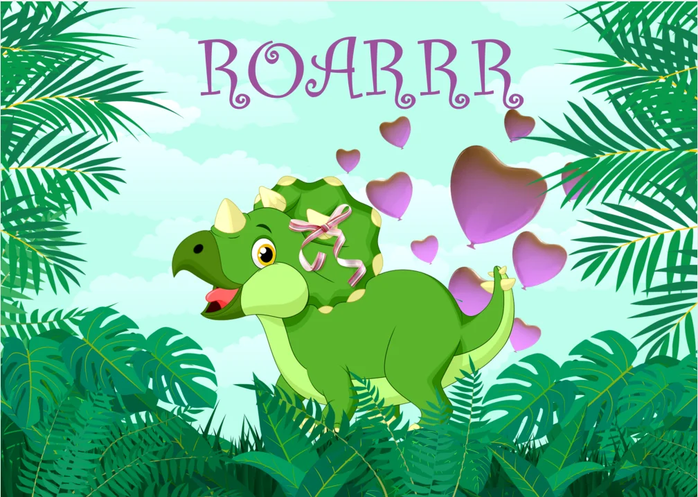 

Dino Dinosaur Roar Party Girl Birthday Backdrop Safari Jungle Wild Photo Studio Background Dino Birthday Party Decor Banner