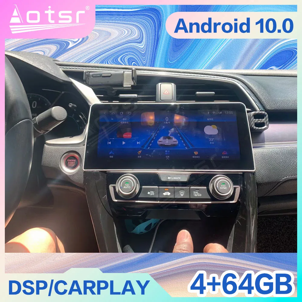 

128G Android 10 For Honda Civic 10 FC/2015 - 2020 Carplay Car Auto Radio Multimedia Video Player Navigation Auto Stereo HeadUnit