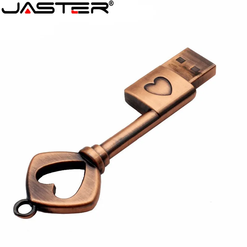 JASTER металлический медный usb флеш накопитель с сердечком 4 ГБ 8 16 32 64 Гб карта памяти