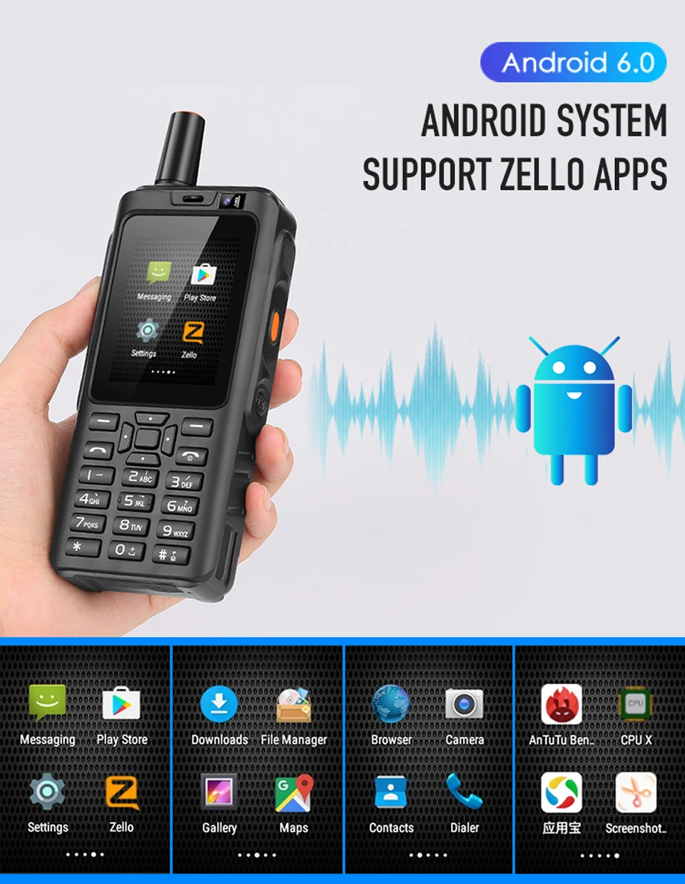 UNIWA Alps F40 Zello мобильный телефон-рация телефон IP65 Водонепроницаемый 2," сенсорный экран 4G LTE MTK6737M четырехъядерный 1 Гб+ 8 Гб Смартфон