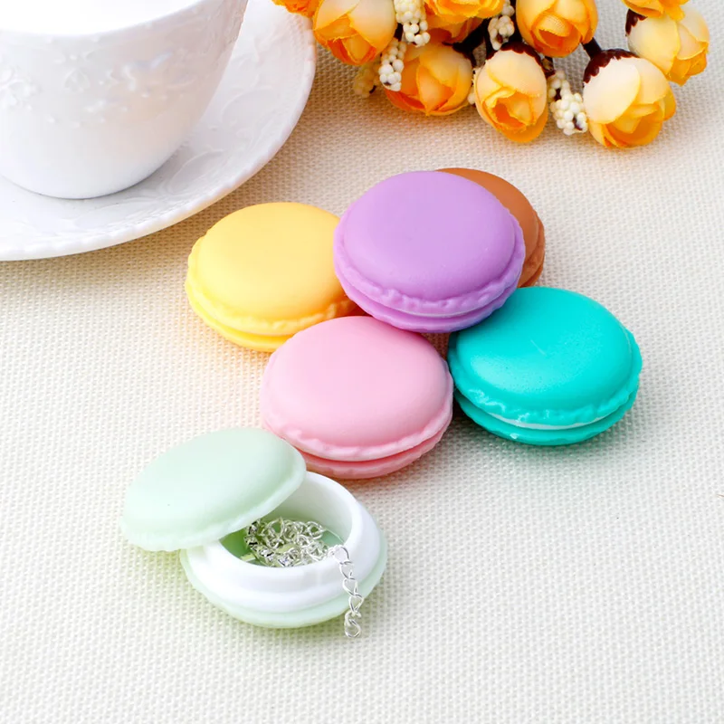 Милый Макарон форма торта коробка серьги кольцо ожерелье хранения ювелирных