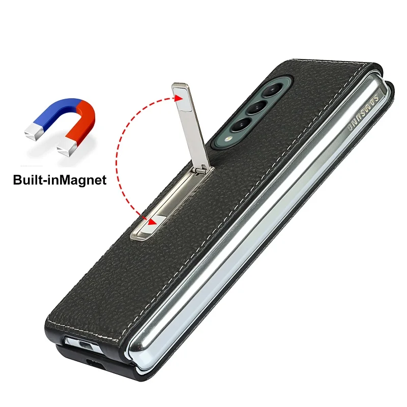 super luxury fahsion 100 genuine leather case cover with stand holder for samsung galaxy z fold 3 2 5g shockproof phone cases free global shipping