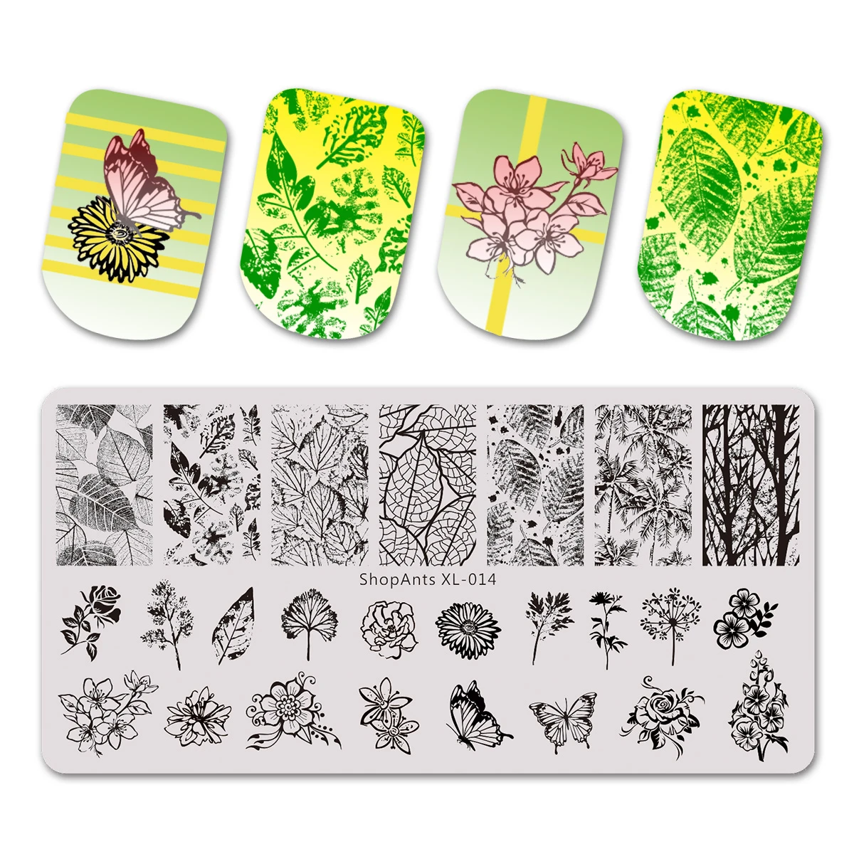 Пластины из нержавеющей стали для ногтевого дизайна листья бабочки цветок