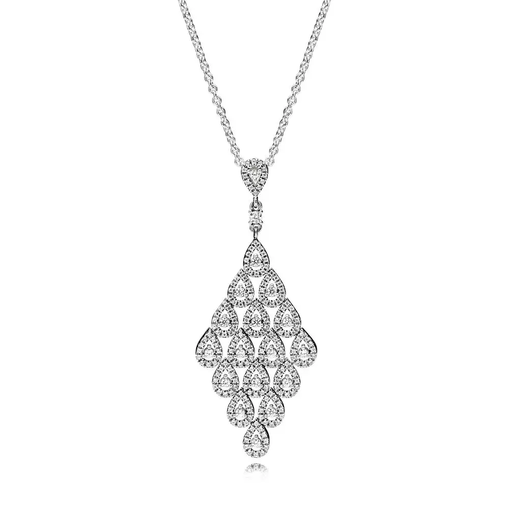 

Original Pans 925 Sterling Silver Glamour Eagle Wings crystal Zircon Pendant Necklace Fashion Women Holiday Gift Jewelry