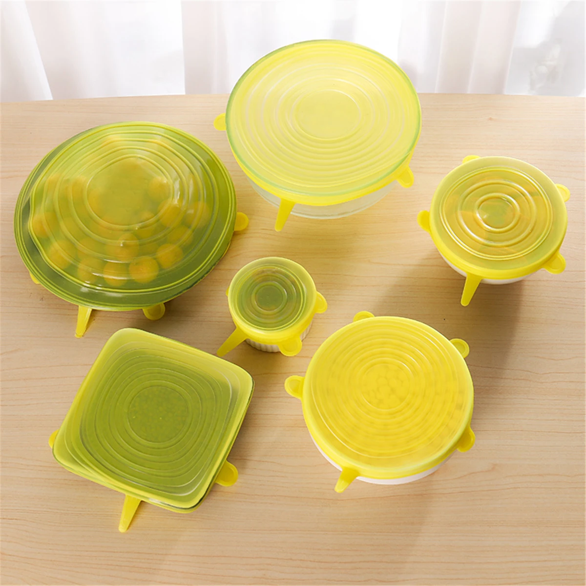 Силиконовые эластичные крышки для кастрюль 6 шт. крышка кастрюли многоразовая