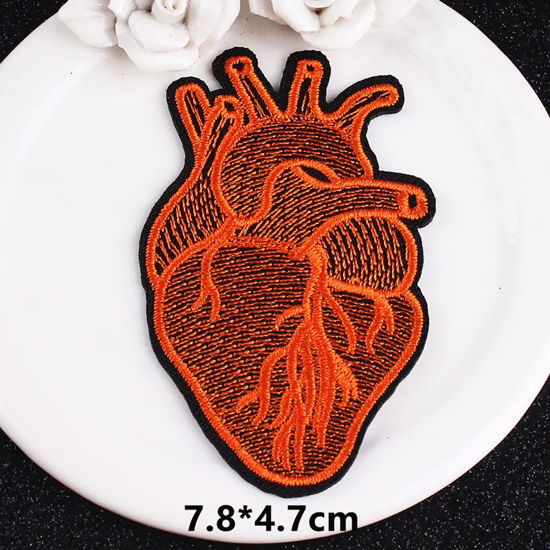 DIY Heart Patch Punk Patches Embroidered For Clothing Red Cool Stickers Clothes Stripe Badge Iron On Accessory | Дом и сад