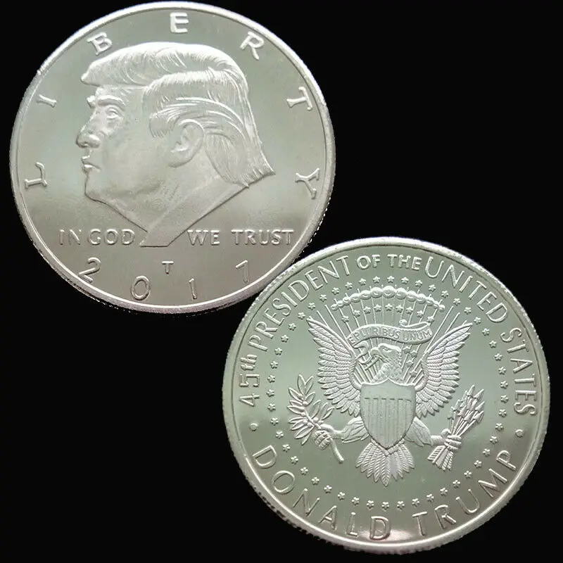 Новый цвета: золотистый серебристый Non монеты иностранных валют Трамп 2017