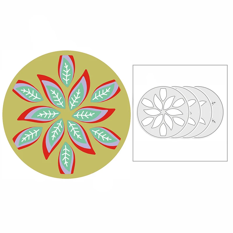 

New 2021 Layering Poinsettia Circle Metal Cutting Dies for DIY Scrapbooking and Card Making Decorative Embossing Craft No Stamps