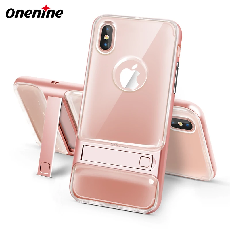 Crystal Rose Gold Чехол для мобильного телефона, чехол для IPhone X XS Max XR, роскошный силиконовый чехол 360, Защитный 3D чехол-подставка для IPhone X - Цвет: Crystal Rose Gold