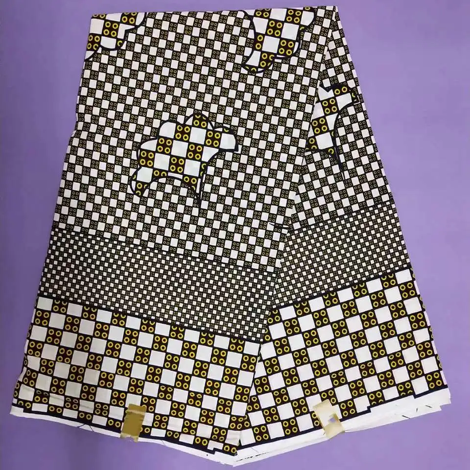 

White Grid Tribal African Print,African Print Fabric,Ankara Fabric African Supplies For Dress Skirt 6 Yards NAR-73