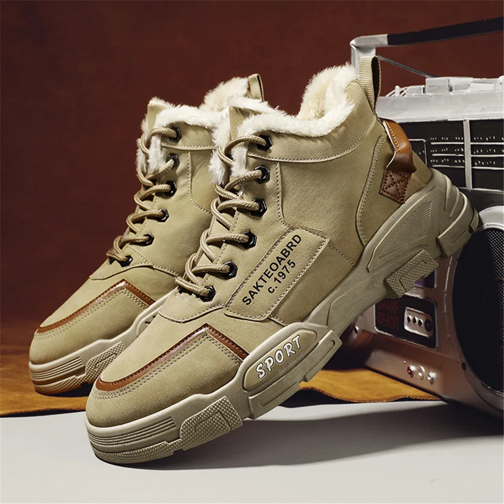 

Cheap Winter Boots for Men Free Shipping High-top Martin Boots Tooling Motorcycle Snow Shoes Warm Non-slip PU Shoes for Men