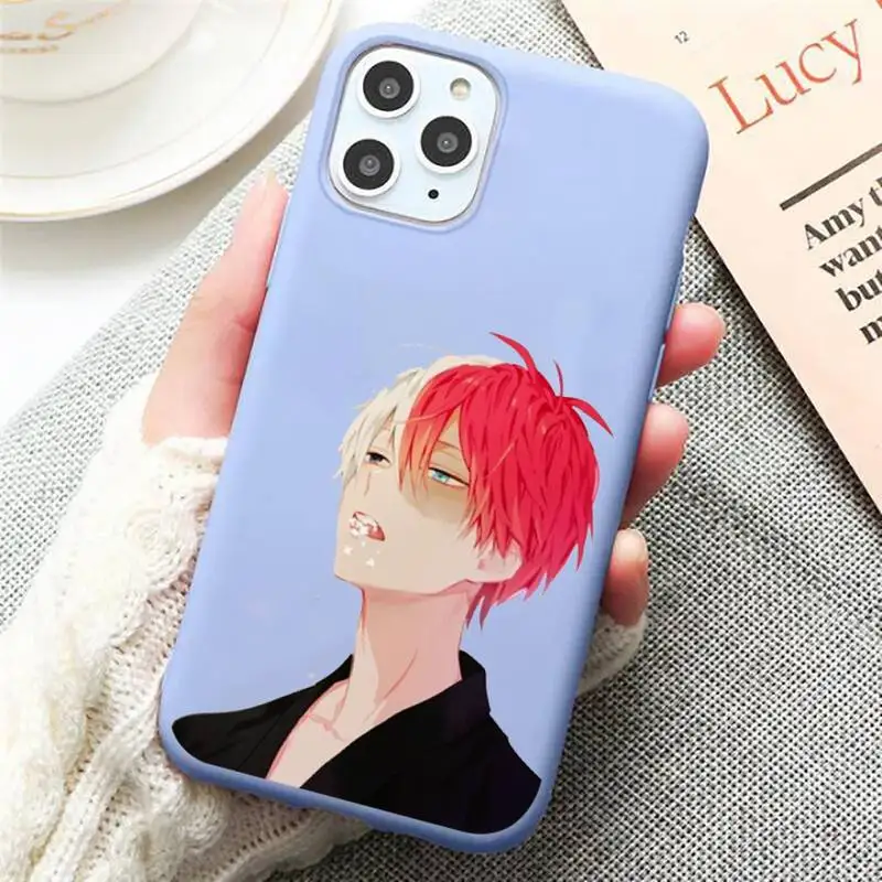 

Shoto Todorok Phone Case Candy Color Blue for iPhone 11 12 pro XS MAX 8 7 6 6S Plus X 5S SE 2020 XR