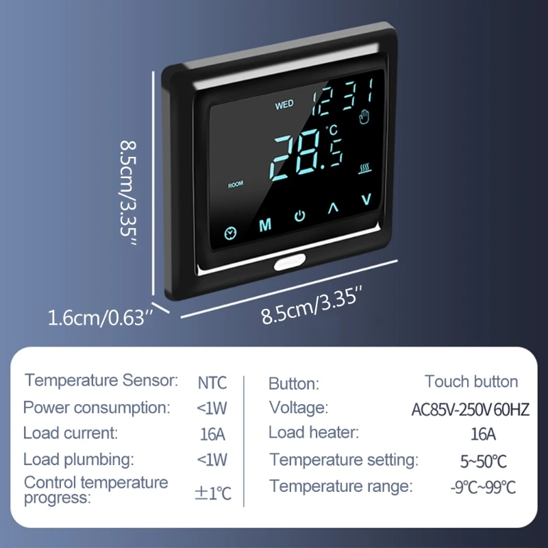 

16A Wifi Smart Thermostat Digital Temperature Controller LCD Display Touch Screen for Wall Hanging Furnace Steam Room