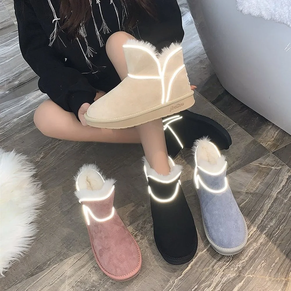 

2022 Winter new Korean student short-tube cotton shoes snow boots fashion plus velvet warm boots