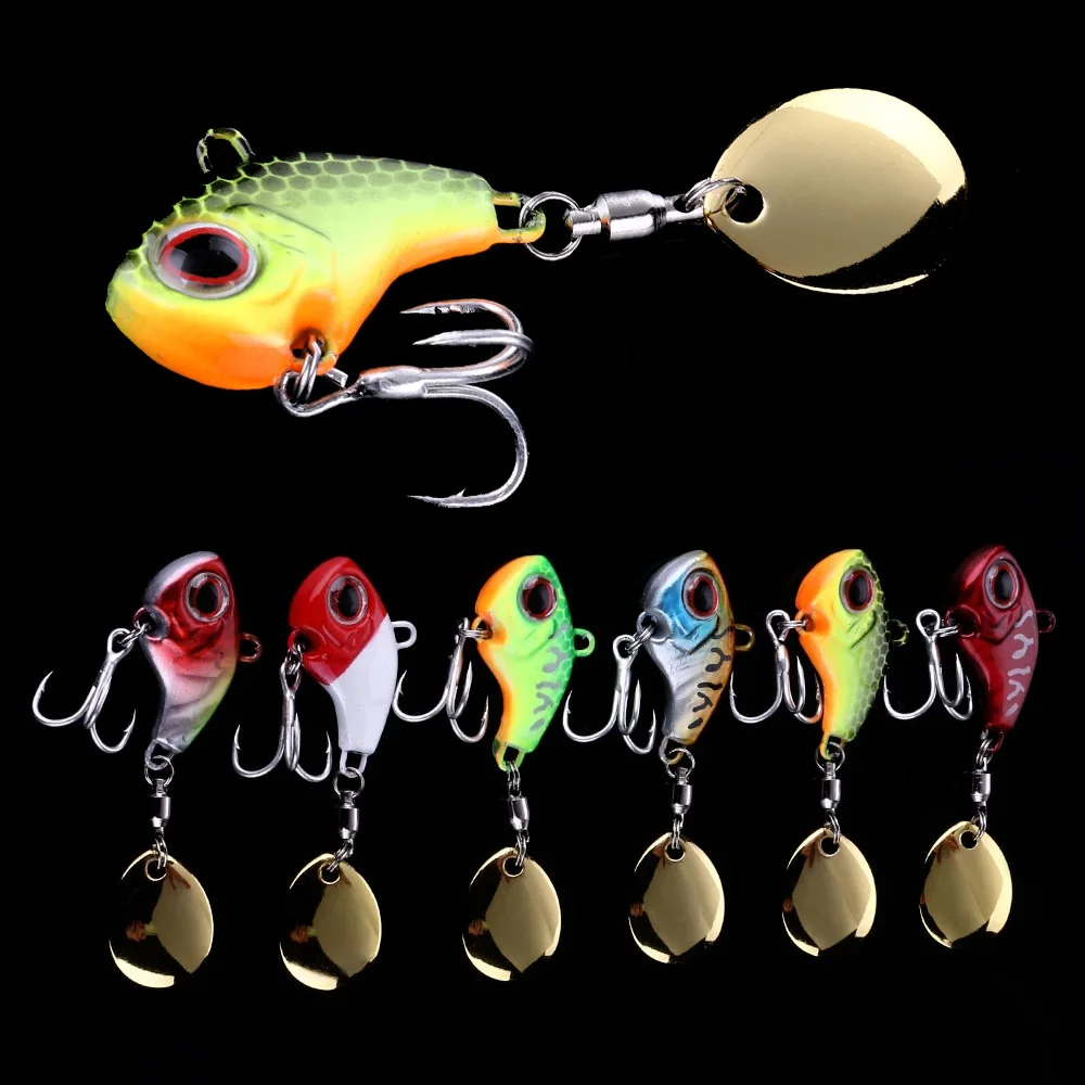 

HENGJIA 6pcs Metal Fishing Lure Set Sinking Bait with Spoon Tail Artificial Hard Crankbait