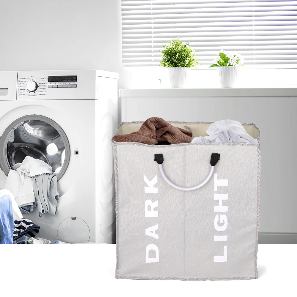 Мешок для стирки 2 х секционный Складная Прачечная Hamperxford тканевая корзина белья