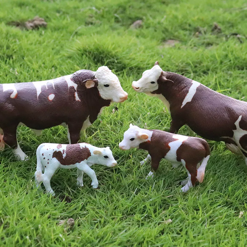 Oenux 4 шт. фермерские животные корова симуляция птицы ребенок Simmental крупный рогатый