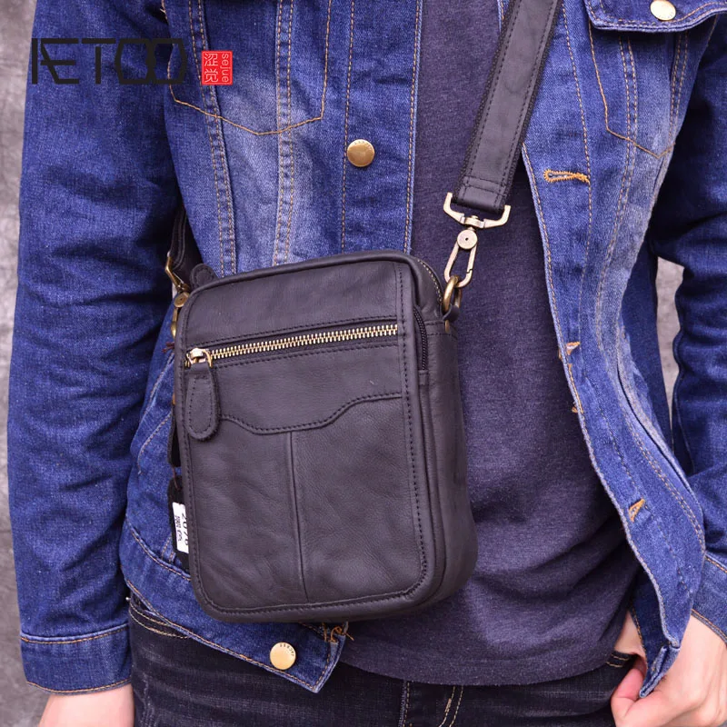 Сумка-мессенджер AETOO Мужская из натуральной воловьей кожи |