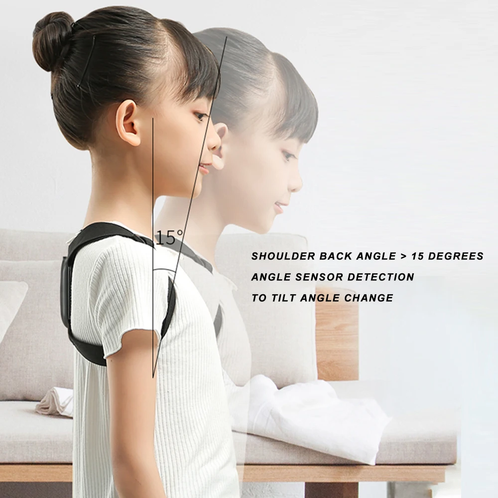 

Adjustable Anglel Smart Posture Corrector Back Brace with Intelligent Sensor Vibration Reminder Clavicle Support Adults Children