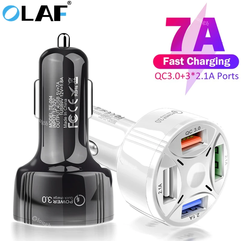 

OLAF 4 USB Car charger universal fast 7A QC3.0 Quick Car Charg adapter mobile phone charger For iPhone Xiaomi Plus Samsung