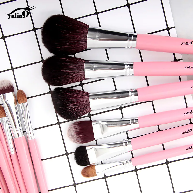 YALIAO 28 шт. розовый/коричневый Профессиональный набор кистей для макияжа