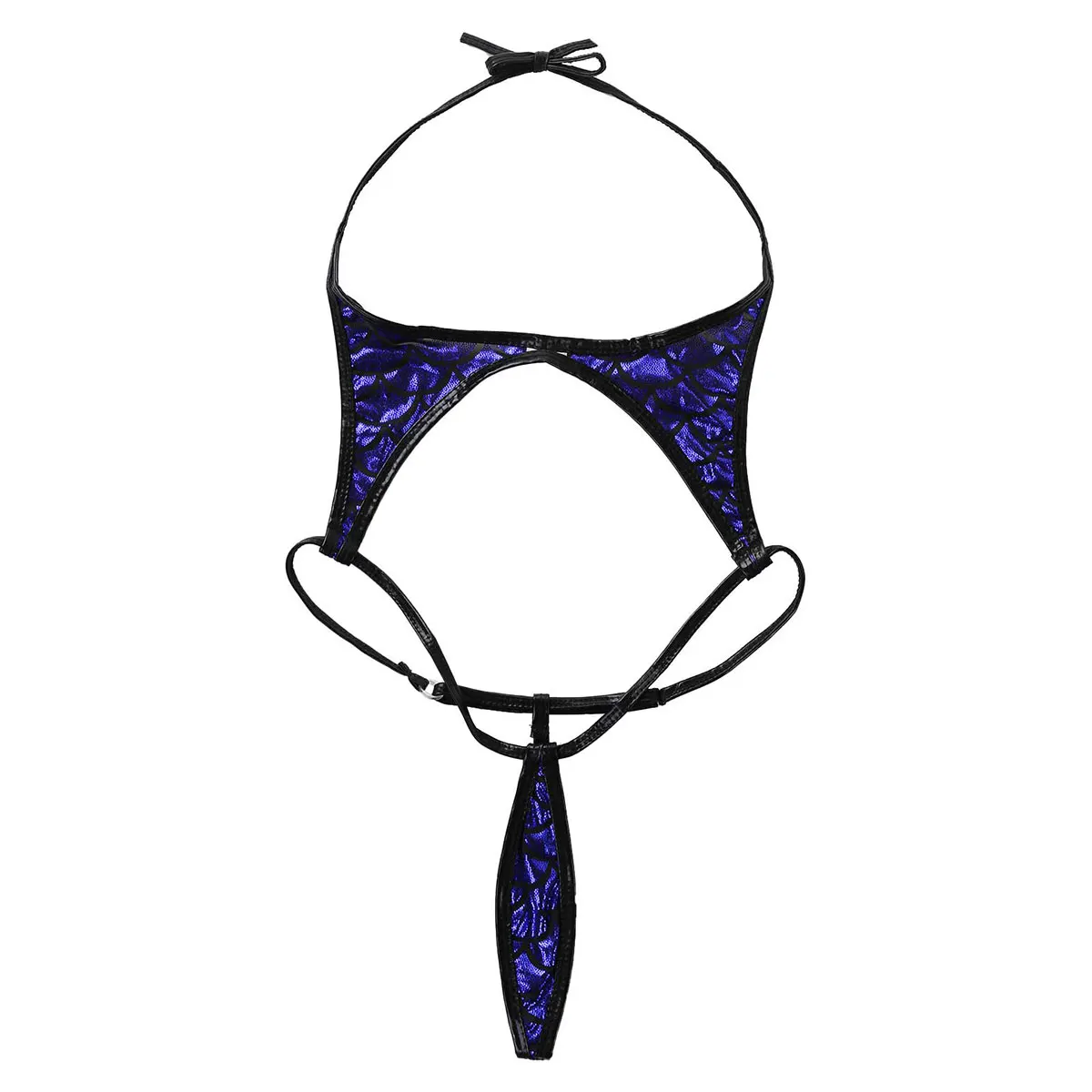 Женское блестящее Эротическое нижнее белье с металлическим принтом русалки и