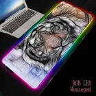 Большой игровой коврик для мыши MRGBEST с изображением животных, тигра, RGB, компьютерные коврики для мыши со светодиодной подсветкой XXL, XL, L, M, Настольный коврик для клавиатуры