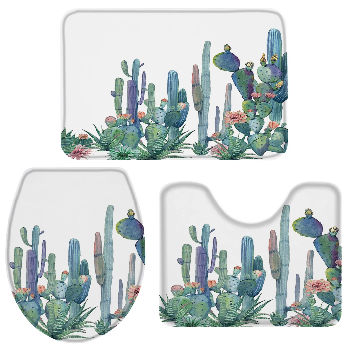 Набор из 3 предметов для ванной комнаты акварельный кактус свежий набор ванны в