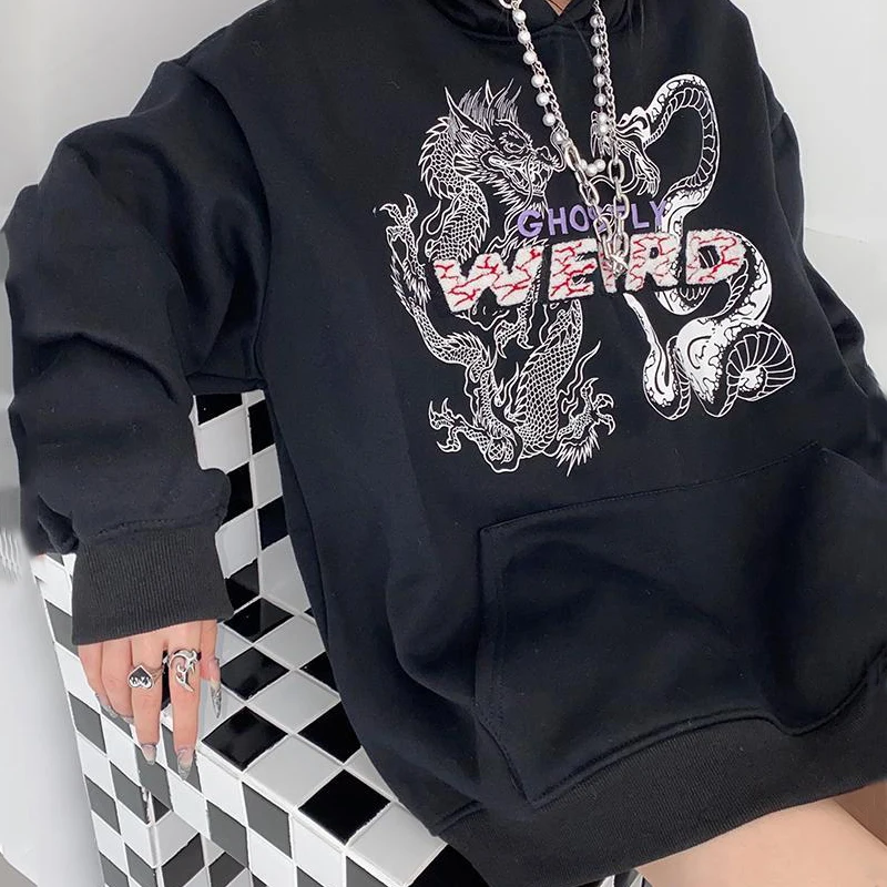 

Gothic Vintage Winter Women sweetshirts grunge print Pullover Female Punk anime print Kawaii cotton Casual Y2k Oversized Hoodies