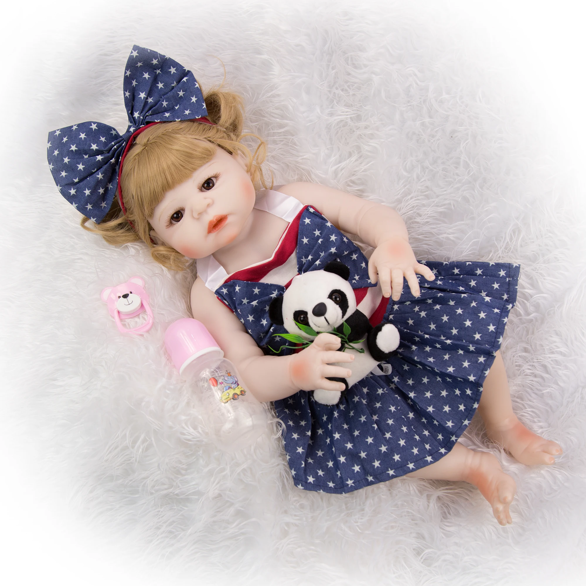 KEIUMI 22 дюймов Новый стиль Reborn девушка кукла полный силиконовые Новорожденные