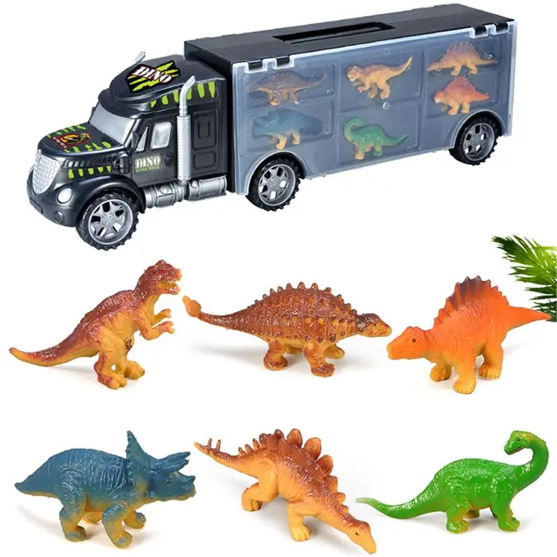 

Dinosaur Truck Transport Car Carrier Truck Toy with 6 Dinosaurs Toys Inside Gifts for Kids/Boys Toy for 3,4,5 Years Old and Up