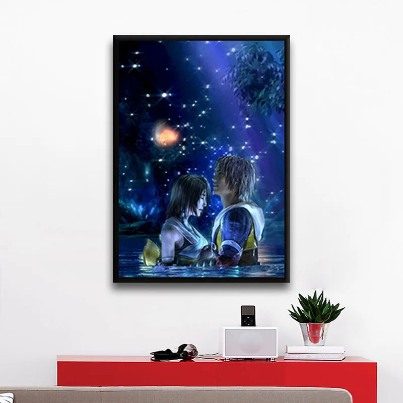 

Final Fantasy X Tidus and Yuna Art Canvas Paintings for Living Room Prints Posters Wall Art Home Decoration Frame