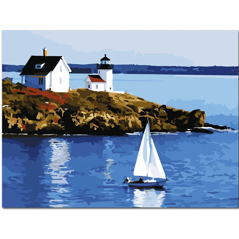 Вид на порт декорации DIY цифровая картина по номерам Современное украшение стену