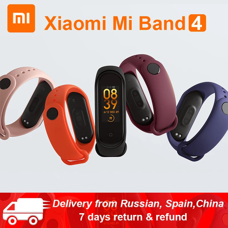 Xiaomi mi браслет 4 mi Band 4 standard Verion умный фитнес-браслет частота сердечных сокращений 50 м Водонепроницаемый Bluetooth 5,0