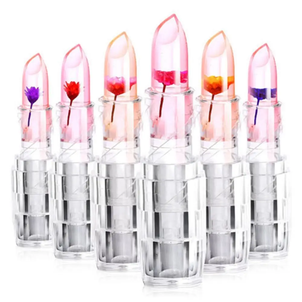 Прозрачная Желейная Цветочная губная помада меняющая температуру цветной
