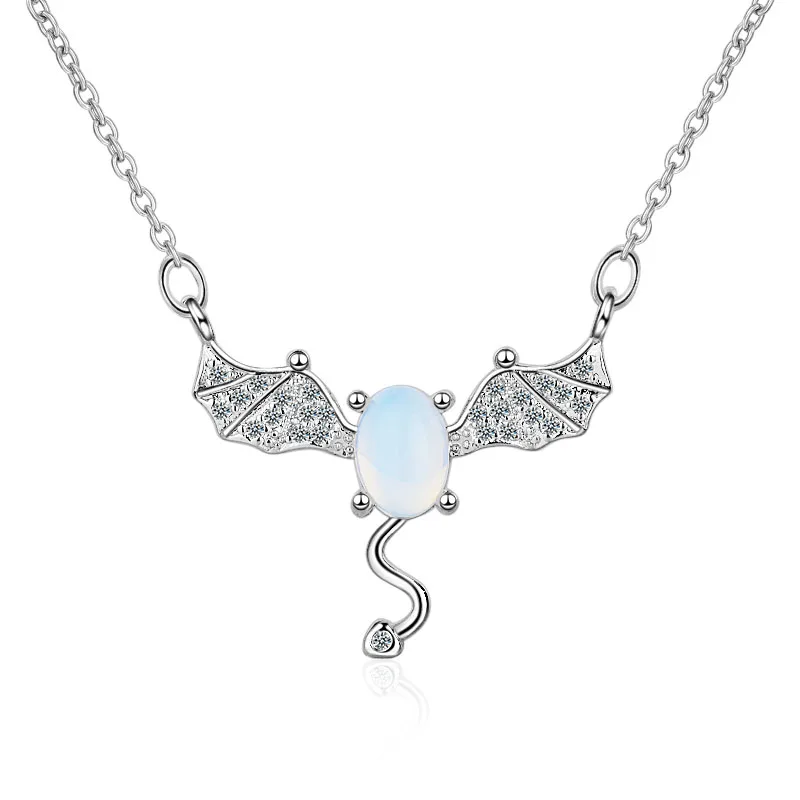 

YH-ZL 925 Sterling Silver Opal Stone Demon Pendant Necklaces For Women Chain Charm Jewelry Party Wedding Gifts HOT