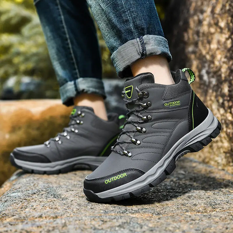 Prowow New Men Outdoor Hiking Shoes High Quality Leather Anti-skid Breathable Climbing Shoes Men Trekking Hiking Sneakers Men