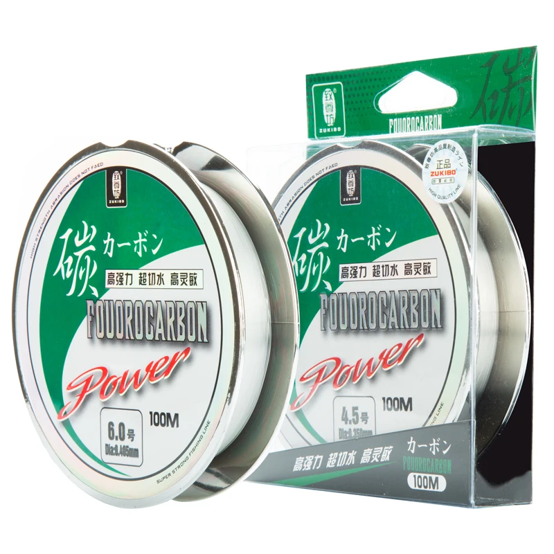 

ZUKIBO 100m 100% Fluorocarbon Fishing Line Japan Monofilament Leader Sinking Line Transparent Wear-resistant Fishing Rope