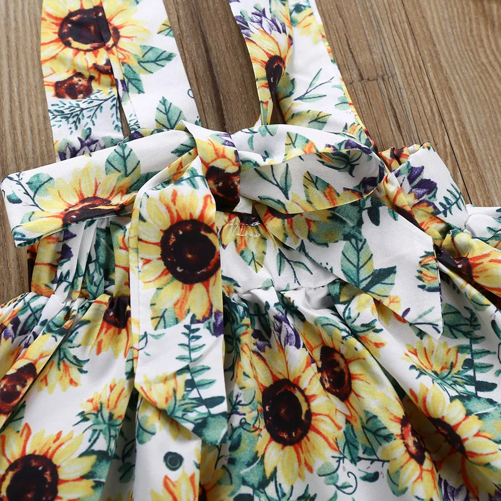 Одежда для детей топы маленьких девочек юбки с цветочным принтом и подсолнухами