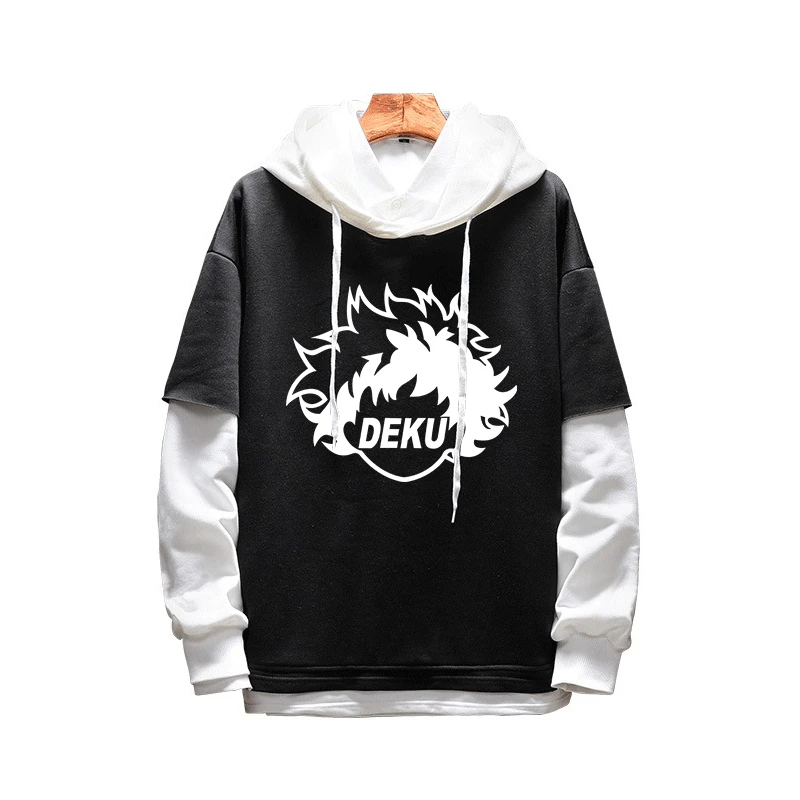 

Harajuku My Hero Academia Sweatshirts Unisex Autumn Hoodies Anime Katsuki Printed Streetwear Fake Two Piece Cosplay Costumes