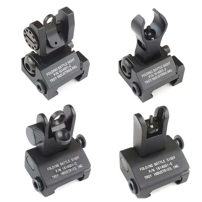 

Tactical Troy HK Style Front&Rear Sight Folding Battle Black Iron Sights Set for Airsoft AR-15 M16 Rail Sights