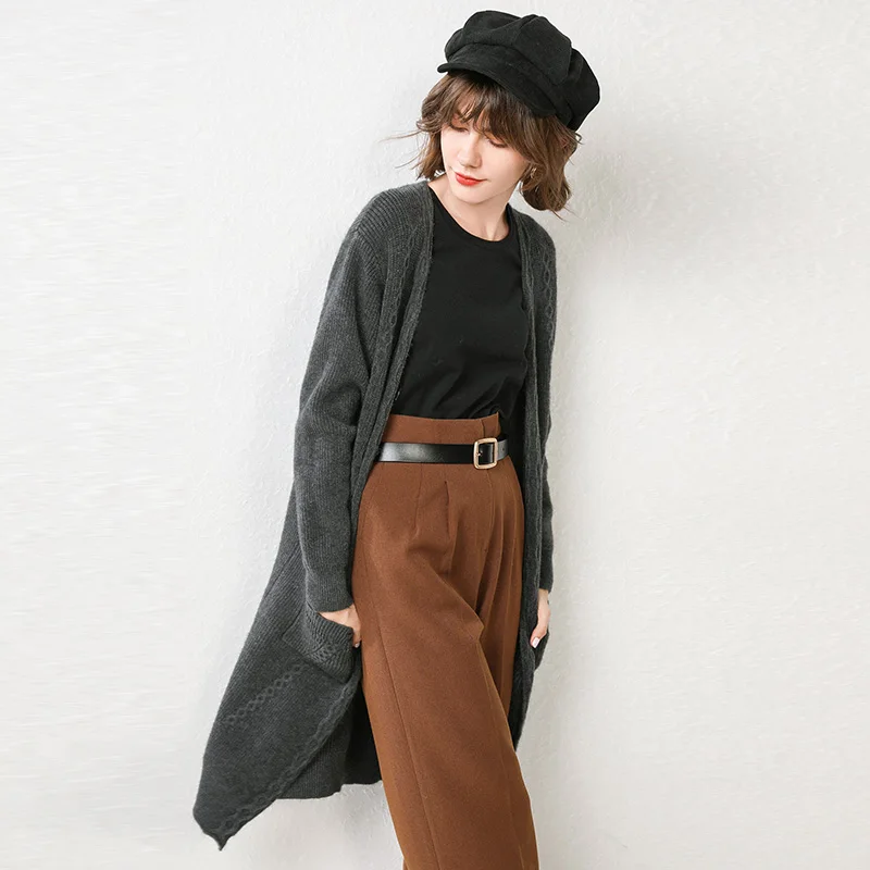 Long Cardigan Solid Sweater Women 2019 Autumn Winter Female Coat Plus Size Casual Twist Knitted Sweaters Streetwear Gray |