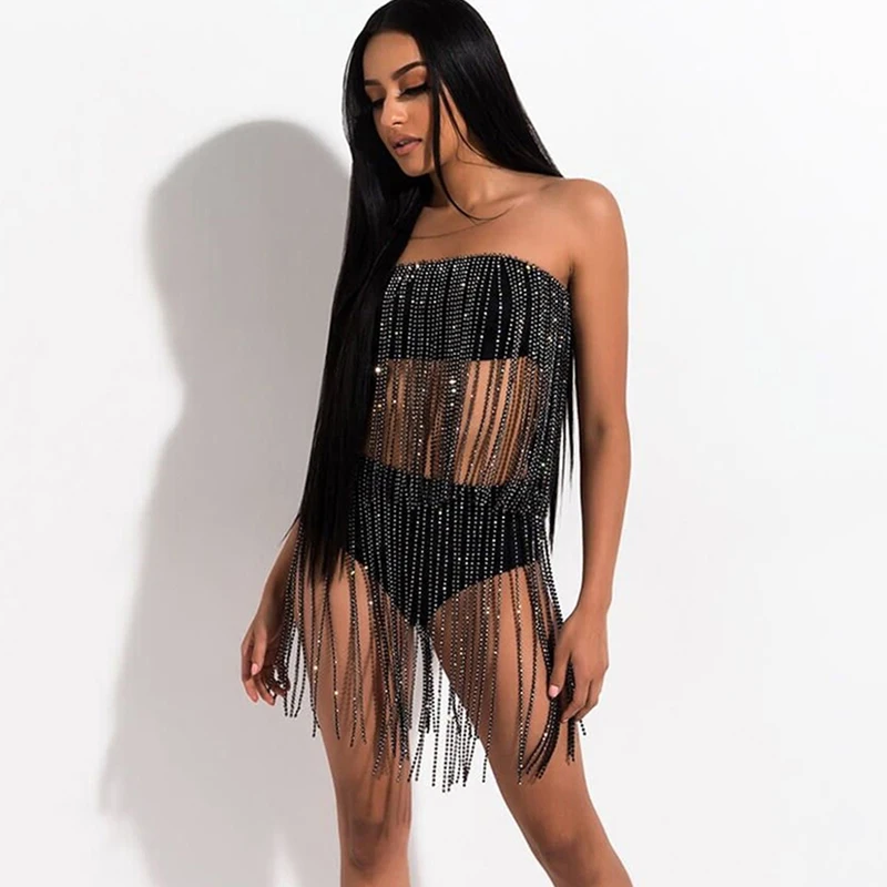 Лидер продаж комплект из двух предметов с блестящими стразами и кисточками без