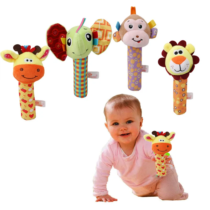 

New 16cm Infant Baby Plush Rattle Mobile BB Toy Stick Soft Lion Monkey Doll Baby Crib Animal Toy Handbell Birthday Gift