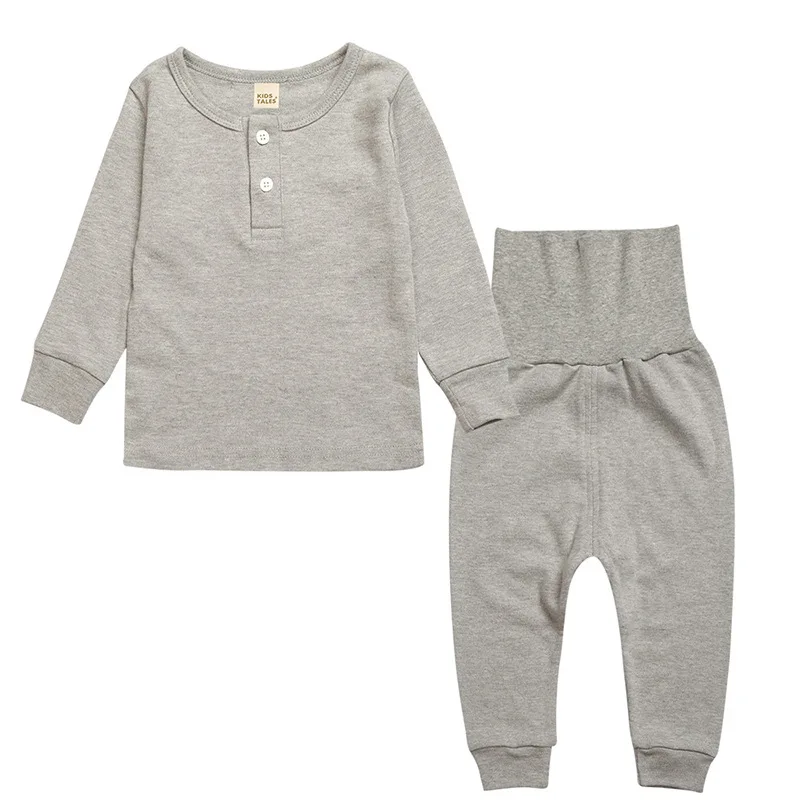 2 шт./компл. Детские Nightcloths, Детские комплекты одежды, Хлопковая пижама для мальчиков костюм Детская теплая Пижама для девочек топы с длинными рукавами+ штаны детская Костюмы