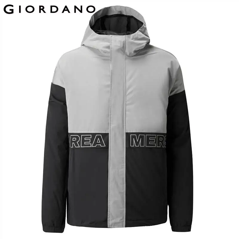 Мужская куртка с капюшоном Giordano ветрозащитная контрастной сетчатой подкладкой и